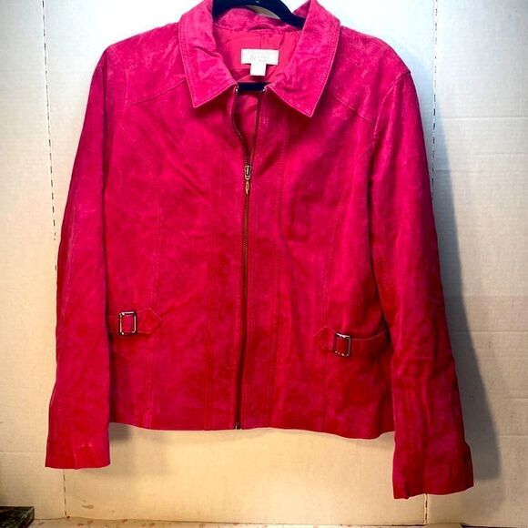 Christopher & Banks Jackets & Blazers - Christopher and Banks petite large pink suede jacket